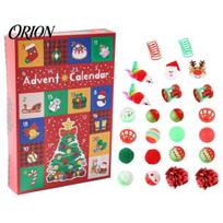 Christmas Pet Countdown Gift Cat Toy Advent Calendar, 24 Day Countdown, Includes Jingle Balls, Springs, Safe Play Toys Plush Mice, Festive Interactive A blue