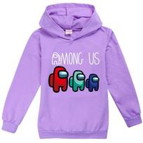 Game Among Us Kids Hoodies Boys Girls Impostor Hooded Sweatshirt Jumpers Tops Kidshoodie 130cm/6-7 years violetinė