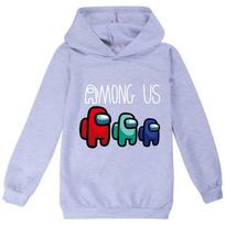 Game Among Us Kids Hoodies Boys Girls Impostor Hooded Sweatshirt Jumpers Tops Kidshoodie 140cm/7-8 years pilka spalva