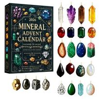 Mineralų kolekcijos dėžutė Brangakmenių Advento kalendoriaus rinkinys su atgaliniu skaičiavimu 24 dienų Kalėdos 2D Akmenys suaugusiems Akriliniai papuošalai Medžio kabinamas dekoras gray