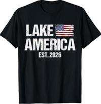 Juokingas Ežeras Amerika Įkurtas 2026 Amerikos Vėliava Patriotiniai Marškinėliai S įvairiaspalvis