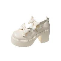 Bow Women High Heels Platform Marie Janes Shoes Elegant Autumn 2024 Lolita Dress Trend Party Chunky Mujer Zapatos Pumps Sandals 35