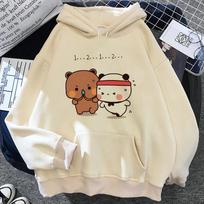 Bubu Dudu Hoodies Harajuku Trendy Cartoon Graphic Sweatshirts Women Men Fall Long Sleeves Fleece Loose Soft Hooded Streetwear 3XL black