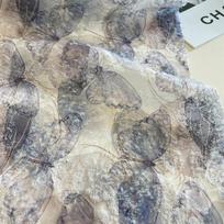 Tulip Jacquard Chiffon Printed Fabric Short Furry Retro Chiffon Fabric For Diy Hanfu Dresses Upholstery Cloth Sewing Crafts 100X145cm gray