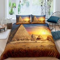 Senovės Egipto piramidės karališko dydžio patalynės komplektas - Vintažinio stiliaus su kupranugario dykumos vaizdu užvalkalas antklodei AU King(245*210cm)3pcs