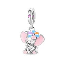 copper Cute Mascot Elephant Talisman Charm Pendants Compatible With Do It Yourself Bracelets Necklaces Jewellery Ideal For Women Birthday Gift white