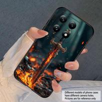 Kardas su ugnimi Skirta Xiaomi Poco X7 M7 Pro 5G M5 X4Pro M4 M6 4G C65 C75 F6 F5 X6 X5 X7 X5 F7 Ultra M5S M4Pro 5G minkštas telefono dėklas Poco C75 black