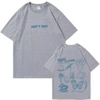 Sabrina Carpenter Short N' Sweet T-Shirts Sabrina Carpenter Merch Harajuku O-Neck  vintage t shirt XXXXL gray