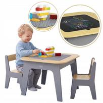 Vaikiškas stalas su 2 kėdutėmis Milly Mally Olaf Blocks, 2 pusių 40 × 40 cm stalviršis