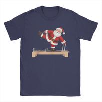 Fun Santa Doing Reformer Pilates Christmas Xmas Pilates TShirt Unisex  Fashion Cotton Tee Shirt Short Sleeve T Shirt Classic Tops 4XL gray