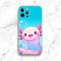 Mielas aksolotlis telefono dėklas, skirtas iPhone 15,14,13,12,11 Plus,Pro,Max,XR,XS,X,7,8 Plus,SE,Mini, skaidrus silikoninis, minkštas iPhone7 blue