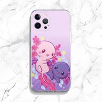 Mielas aksolotlis telefono dėklas, skirtas iPhone 15,14,13,12,11 Plus,Pro,Max,XR,XS,X,7,8 Plus,SE,Mini, skaidrus silikoninis, minkštas iPhoneX white