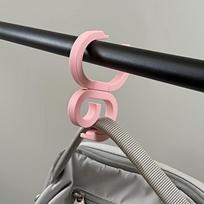 Foldable Hook That Transforms And Opens Up As a G-Shaped Hook, Securely Hangs Backpacks And Luggage Handles Without Slipping rožinė