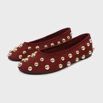 High Quality Faux Suede Mary Jane Flats Luxury Metal Rivet Designer Ballet Flats Women Light Comfortable Red Women's Loafers 42 black