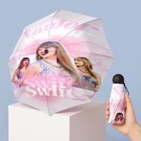 Taylor Swift Printed 5?Fold Mini Umbrella 8?Rib Windproof Compact Umbrella For Women Pocket Carry white