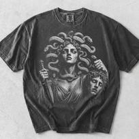 Medusa With Head Of Perseus Feminist T-Shirt,Feminist Protest Aesthetic Tee,Greek Mythology Empowerment Graphic Shirt,Women's Rights Shirt 140 gray