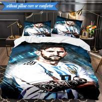 Lionel Messi With World Cup Trophy 3pcs Bedding,Including 1pc Duvet Cover And 2pcs Pillowcases Perfect for Christmas,Ideal for Bedroom, Dormitory 135cmx200cm black