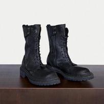 Pleated Vintage Side Zipper Martin Boots Women'S Short Boots Thick-Soled Skinny Leather Locomotive Boots 35 black