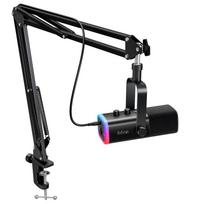 FIFINE XLR/USB žaidimų mikrofono rinkinys su ausinių lizdu/nutildymu/RGB /svirtiniu laikikliu, dinaminis mikrofono rinkinys kompiuteriui PS5/4 mikseriui AmpliGame AM8T