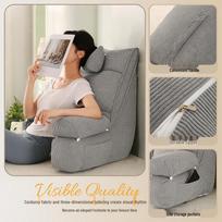 Patogi pagalvė skaitymui su juosmens ir kaklo atrama bendrabučiams, lango nišai ar lovai. 85*55*65 Medium [Washable] No Pillow gray