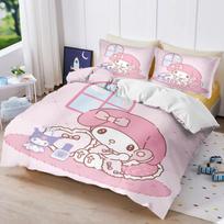 My Melody 3-Piece 1 Quilt Cover One Piece Bedding Set Comforte Luxus Exquisite Birthday Gift Polyester Home Decor EU Single(135*200cm)3pcs gray
