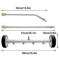 Surface Cleaner 39x10cm Silver Pressure Washer Car Undercarriage Cleaner Attachments Under Car Wash Water Broom Silver Power Washer white