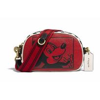 Coach X Disney X Keith Haring Collaboration Camera 19 Badge Mickey Shape Leather Camera Bag Women Shoulder Bag Red C1141-B4RGO Basic Set (Bag+Dust Bag) red