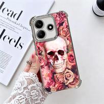 Floral Skull Flower Skeleton Plating Phone Case For Xiaomi Redmi Note 14 15 Pro Plus 13 12 11 11S 11T 10 9S 9 5G Anti-Fall Airab Redmi Note 13 5G gray
