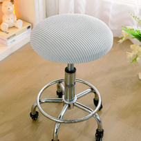 Four Seasons Round Chair Stool Cover Anti-scratch Anti-slip Stain Resistant Machine Washable Removable Seat Protector 1pc white