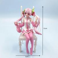 Japanese Anime Hatsune Miku Figure Sexy Character Ornaments  white pink chair Kawaii Car Decoration Collectible Model  gift white