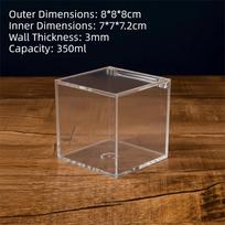 Square Cube Acrylic Box Transparent Case With Lids Transparent Container Stackable Design Clear Cube Box Cosmetics Organizer brown
