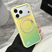 Magnetic Macaron Gradient Phone Case For iPhone 17 Pro Max 16 15 14 13 Pro Max Luxury 360 Rotating Ring Stand Shockproof Silicone Cover For iPhone 13 Pro Max