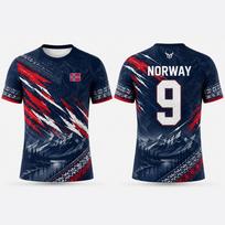 Naujas Norvegijos Vėliavos Spaudinio Futbolo Marškinėlis Sniego Kalno Raštas Kvėpuojantis Treniruočių Džersis Unisex Sportiniai Greitai Džiūstantys Laisvalaikio Viršutiniai su Apvalia Kakleliu 6XL blue