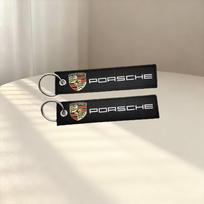 Odinė automobilio raktų pakabuko grandinėlė žiedai Porsche Panamera Cayenne Taycan 911 Macan Carrera-GT Nailoninis raktų pakabukas Automobilio aksesuarai PS4 black