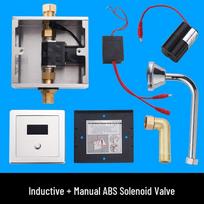 Paslėptas automatinis pisuarų jutiklis su nuleidimo vožtuvu ir 6V solenoidiniu transformatoriumi white