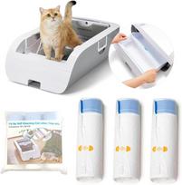 60 Pack Cat Litter Box Liner Bags  4 Rolls  Durable Replacement Waste Drawer Liners for Automatic Cat Litter Box  Gray balta