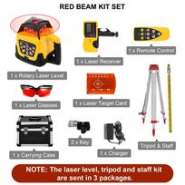 VEVOR Laser Level 360 Rotary Auto Self-Leveling ±5 Degrees W/ Tripod & Staff Nivel Laser Construction Tools for Outdoor Industry