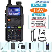Baofeng UV5RH Handheld Walkie Talkie 15W 6000mAh Six Band Wireless Replication Frequency 999CH Supports Type-C Charging HAM 10km EURO