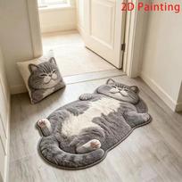 3D Katės Formos Pliušinis Kilimas, Vaikų Kambario Miegamojo Lovos Šoninis Kilimas, Vonios Durų Vandens Sugėrimo Kilimėlis, Namų Dekoras 40x60cm 16x24inch