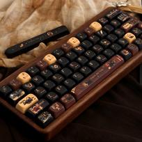 Retro Black Cat Theme Keycap Set 140key PBT Custom Cute Black Keyboard Cap Cherry Profile KeyCap for Mechanical Keyboard Gift 132Key NOA Set brown