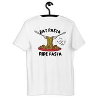 Eat Pasta Ride Fasta Funny Cycling T shirt for Cyclists Lovers Casual Bicycle Vintage Y2K Men's and Women's Cotton T shirt 110