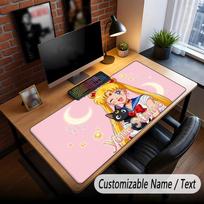 Custom Name Extended Mouse Pad,Sailor Moon Gaming Desk Mat For Home Office Desktop Decor 30cmx60cm
