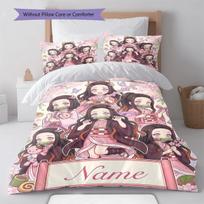 Nezuko Kamado Custom Bedding Set Duvet Cover Pillowcase Soft Bedroom Home Decor Anime Style -QJY EU Single 135*200cm/53x79in 3pcs gray