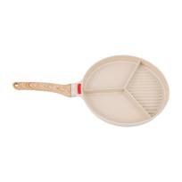 Nonstick Divided Grill Pan Beige 2 in 1 Grill Pan Practical Egg Pan  RV Trip