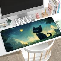 Cute Starry Sky Gaming Mouse Pad Non Slip Rubber Desk Mat Fox Cat Deer Rabbit Deskpad Gamer Office Desktop Pc Accessories 800x300x2mm blue