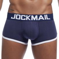 Bokseris JOCKMAIL Nuimamos paminkštintos klubų pagalvėlės Vyriški apatiniaiKvėpuojanti medvilnė Sveikatos klubo sportinis stiliusTranks apatinės kelnės M tamsiai mėlyna spalva