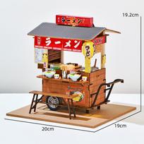 Pasidaryk pats kotedžas Rankų darbo medinė maisto žaidimų scena Lėlių namelis Lėlių namelio priedai Japoniški ramenai gray