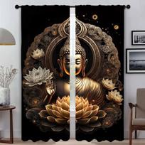 Indian Buddha Blackout Curtains for Living Room Curtain Partition Shades Halloween Decoration Home Interior Curtains 2 Pieces W60xH90cmx2pcs-CL brown