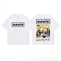Rock Britannique Oasis Oasis Band Street Épaule Manches Cinq-quarts Coton Imprimé Men Women T-shirt Ample Hommes Summer S gray