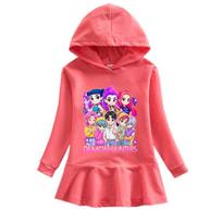 Girls Anime Cartoon Kpop Rumi Zoey Mira Hunters Printed Hooded Dress 120cm red
